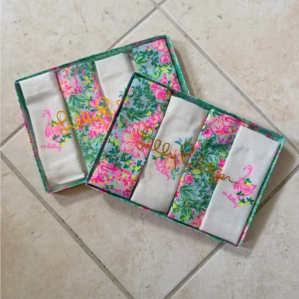 Lilly Pulitzer Fruity Flamingo Floral Cocktail Napkins Set of 8